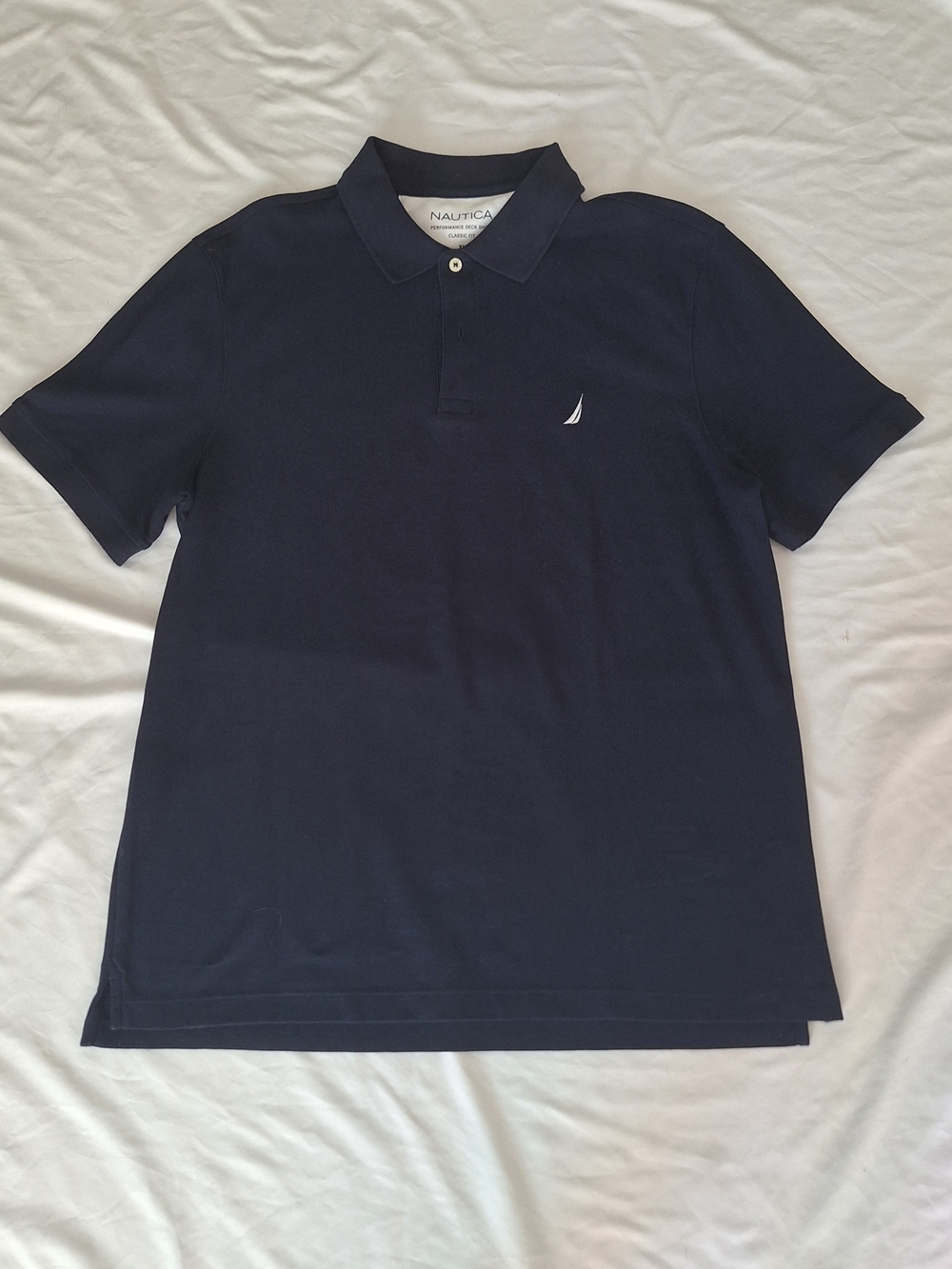 Nautica Polo Shirt Mens XL Navy Blue Short Sleeve Performance Deck Classic Fit